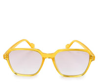 Plastic Frame Geometric Square Sunglasses - Clear Yellow