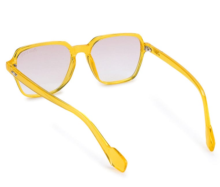 Plastic Frame Geometric Square Sunglasses - Clear Yellow