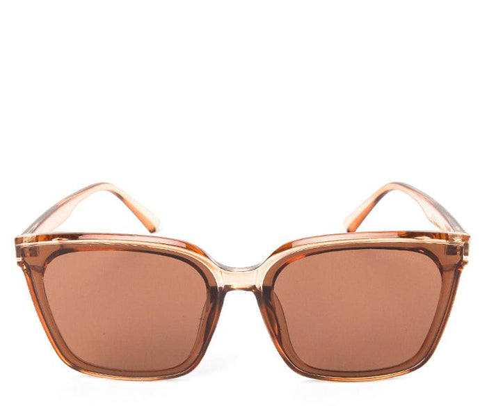 Plastic Frame Candy Square Sunglasses - Brown Clear