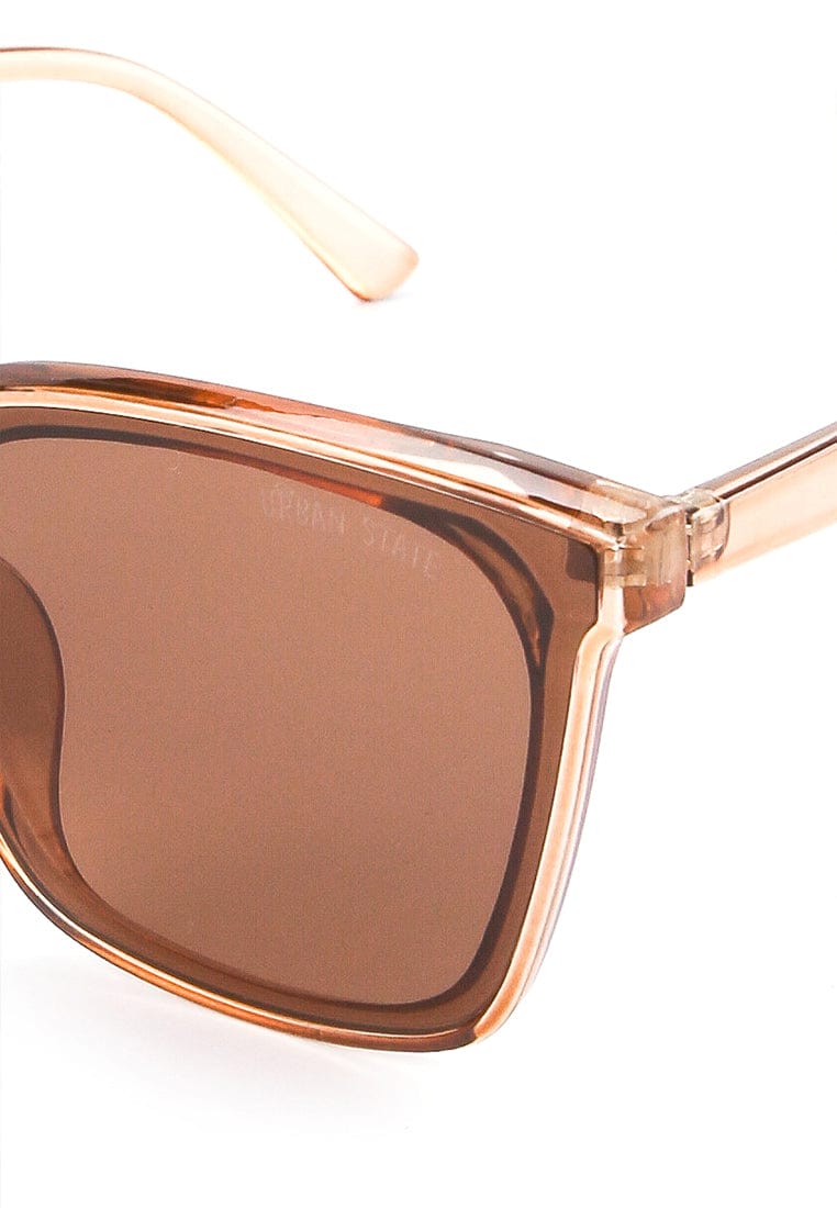 Plastic Frame Candy Square Sunglasses - Brown Clear