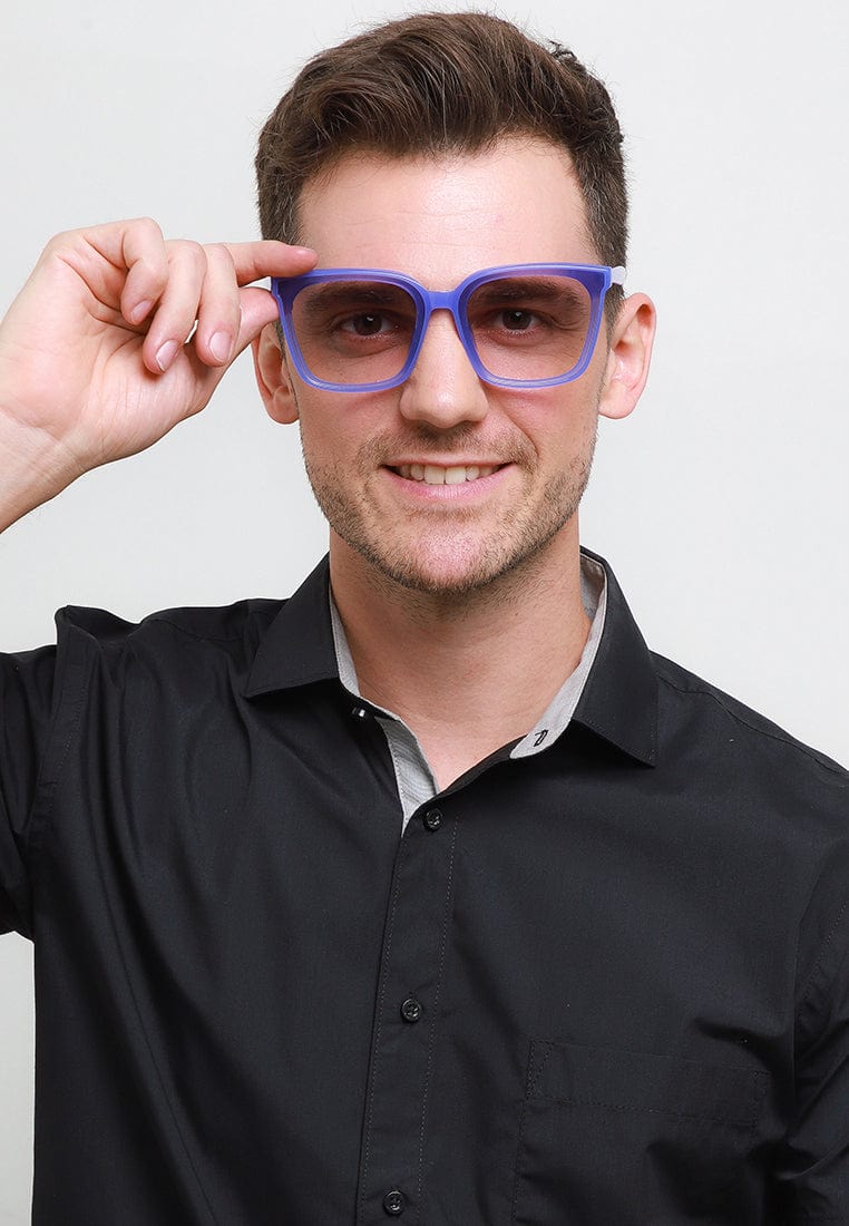 Plastic Frame Candy Square Sunglasses - Clear Purple