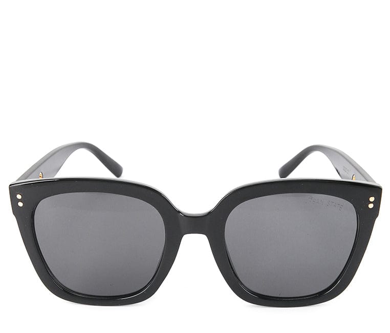 Plastic Frame Modern Square Sunglasses - Black Black