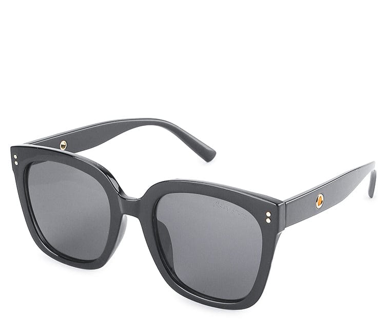 Plastic Frame Modern Square Sunglasses - Black Black