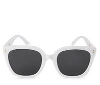 Plastic Frame Modern Square Sunglasses - Black White