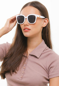 Plastic Frame Modern Square Sunglasses - Black White