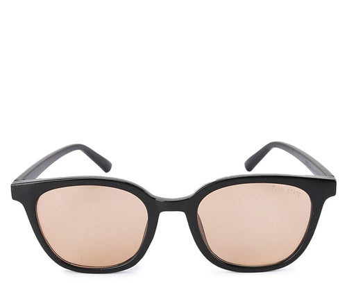 Plastic Frame Vintage Square Sunglasses - Brown Black