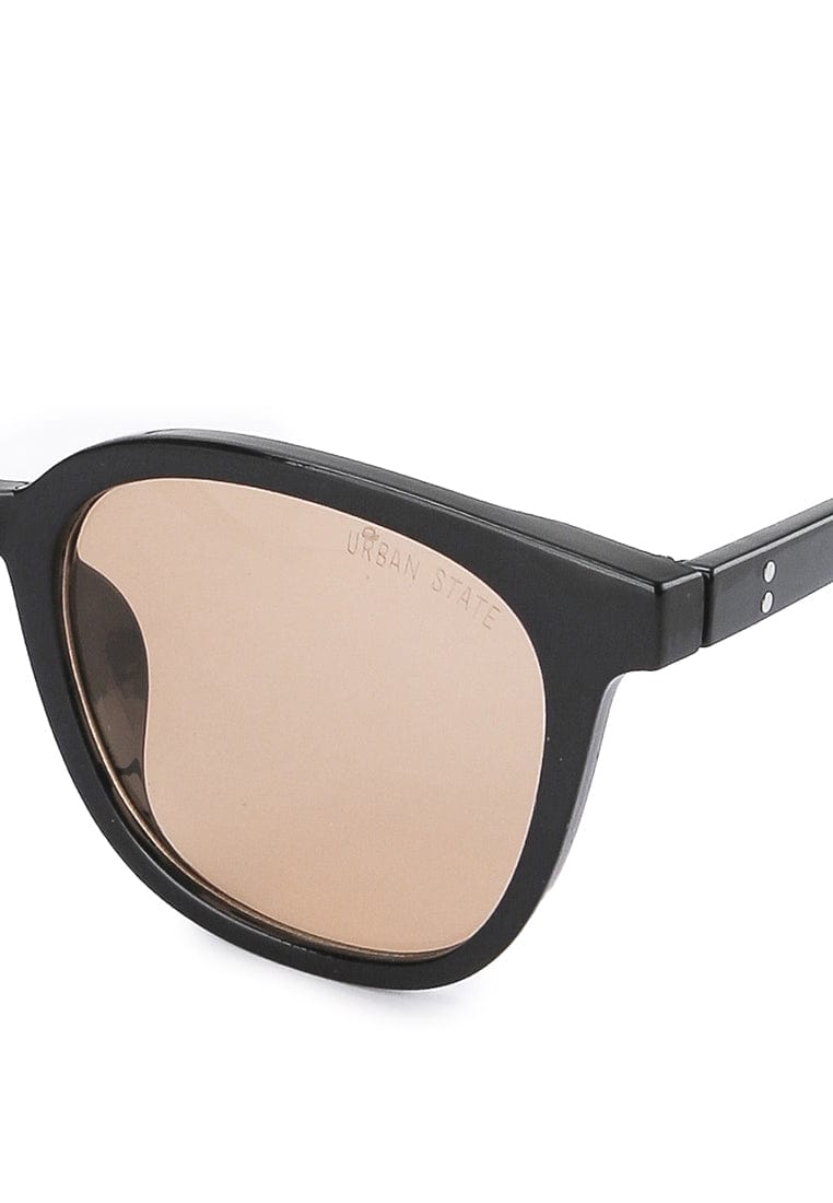 Plastic Frame Vintage Square Sunglasses - Brown Black
