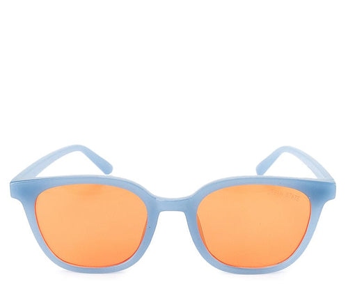 Plastic Frame Vintage Square Sunglasses - Orange Blue
