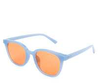 Plastic Frame Vintage Square Sunglasses - Orange Blue