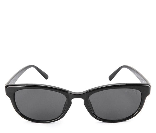 Plastic Frame Narrow Rectangular Sunglasses - Black Glossy