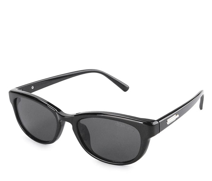 Plastic Frame Narrow Rectangular Sunglasses - Black Glossy