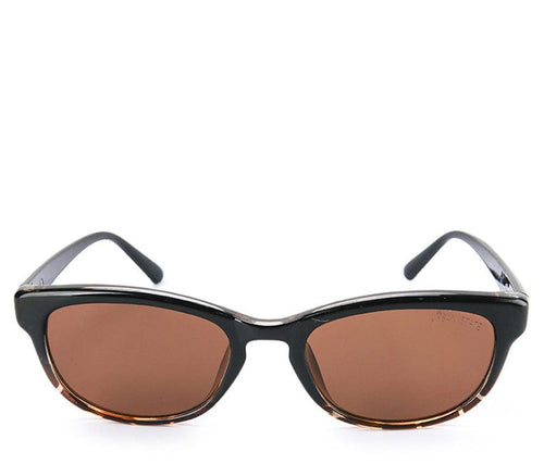 Plastic Frame Narrow Rectangular Sunglasses - Black Brown