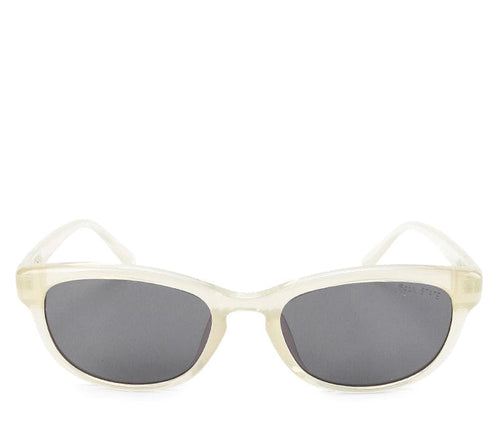 Plastic Frame Narrow Rectangular Sunglasses - Black Cream