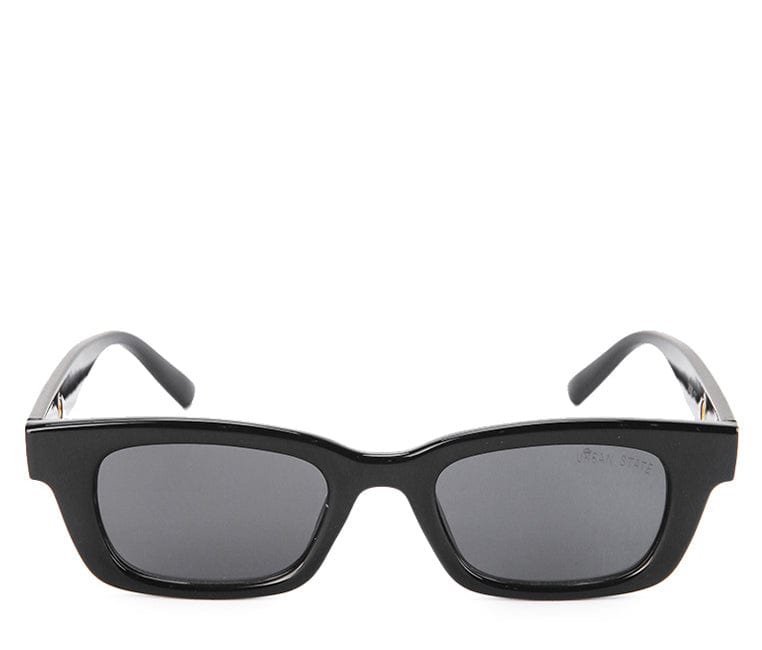 Plastic Frame Polyblock Rectangular Sunglasses - Black Black