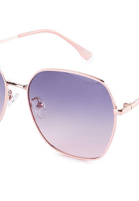 Polarized Full Rim Metal Frame Oversized Sunglasses - Rainbow Gold