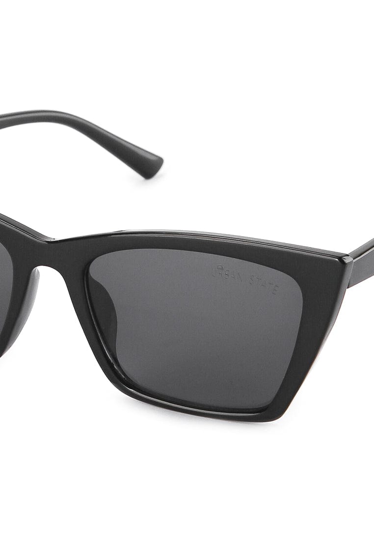 Plastic Frame Slim Modern Sunglasses - Black Black