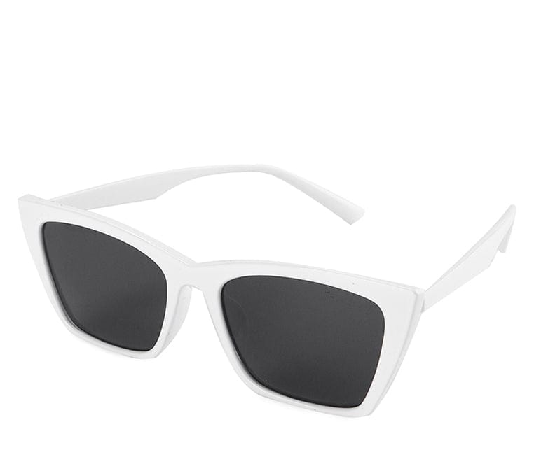 Plastic Frame Slim Modern Sunglasses - Black White