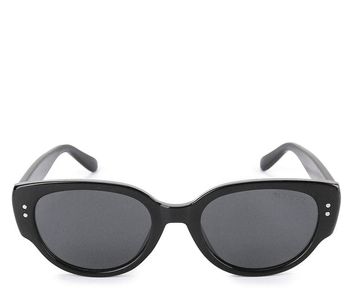 Polarized Plastic Frame Modern Oval Sunglasses - Black Black