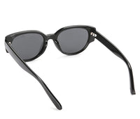 Polarized Plastic Frame Modern Oval Sunglasses - Black Black