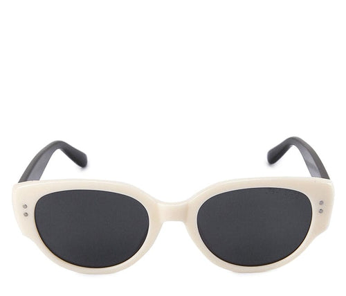 Polarized Plastic Frame Modern Oval Sunglasses - Black Cream