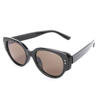 Polarized Plastic Frame Modern Oval Sunglasses - Brown Black
