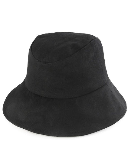 Basic Cotton Bucket Hat with String - Black