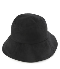 Basic Cotton Bucket Hat with String - Black