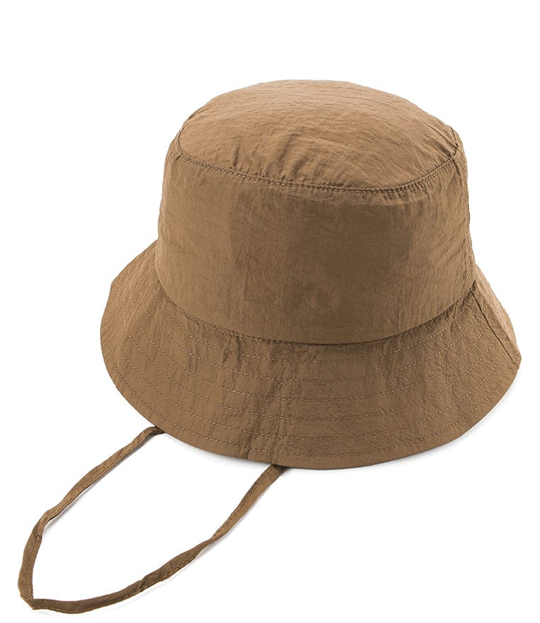 Poly Bucket Hat with String -  Brown