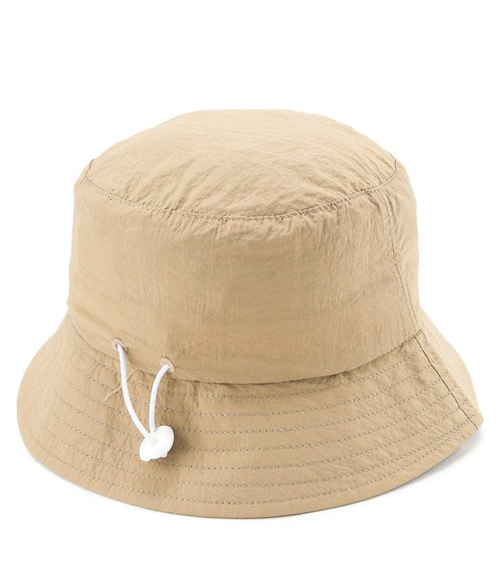 Poly Bucket Hat with String -  Beige