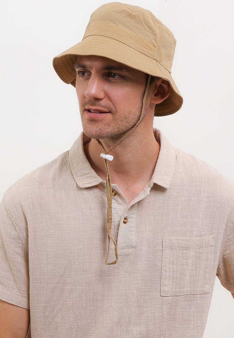 Poly Bucket Hat with String -  Beige