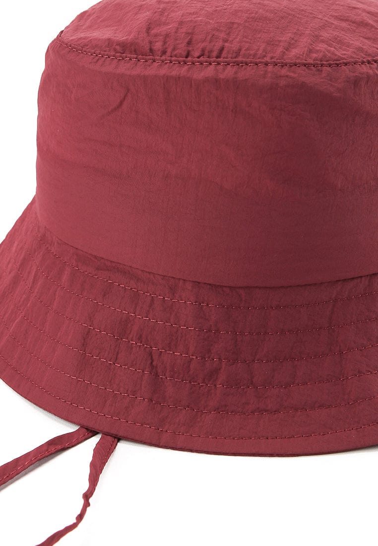 Poly Bucket Hat with String -  Maroon