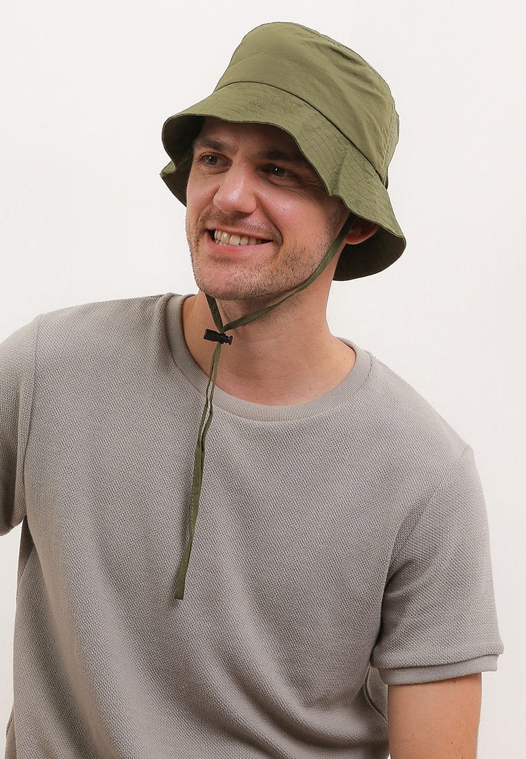 Poly Bucket Hat with String -  Army