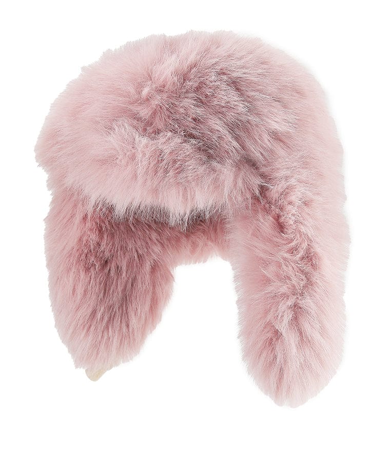 Faux Fur Ear Flap Bucket Hat Pink
