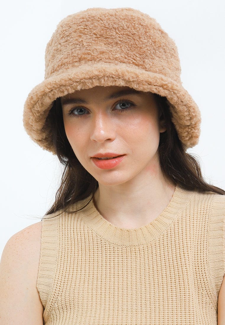 Fuzzy Bucket Hat - Brown