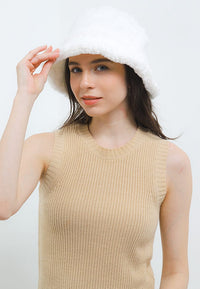 Fuzzy Bucket Hat - White