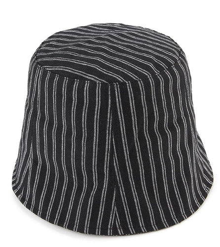 Striped Bucket Hat - Black