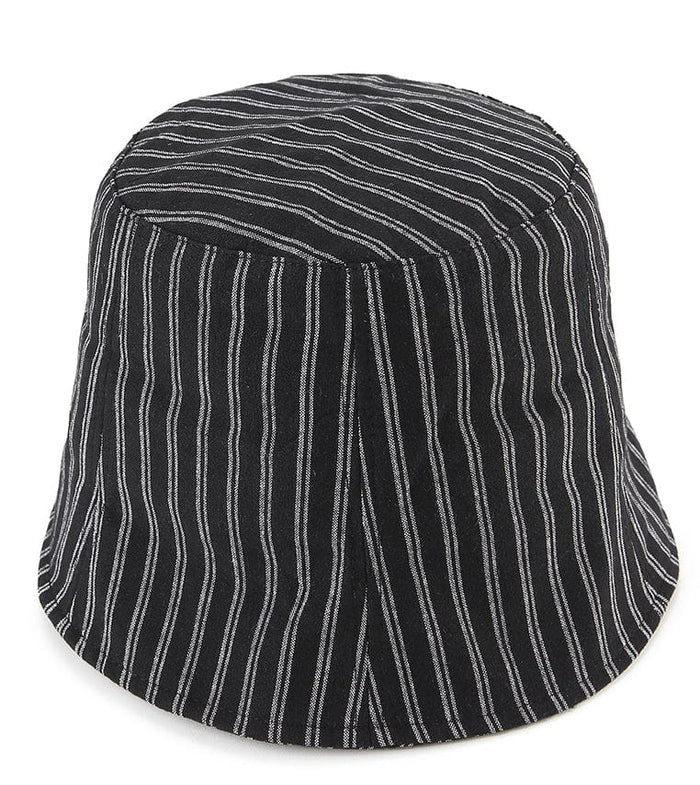 Striped Bucket Hat - Black