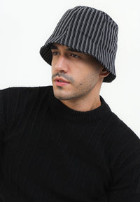 Striped Bucket Hat - Black
