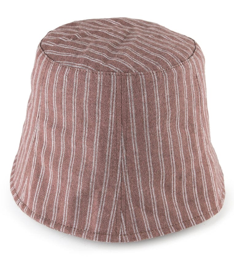 Striped Bucket Hat - Brown