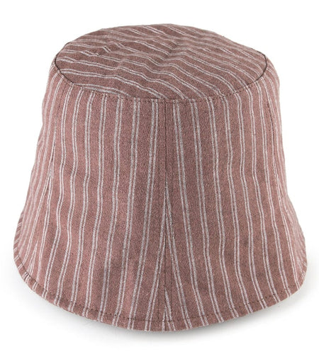 Striped Bucket Hat - Brown