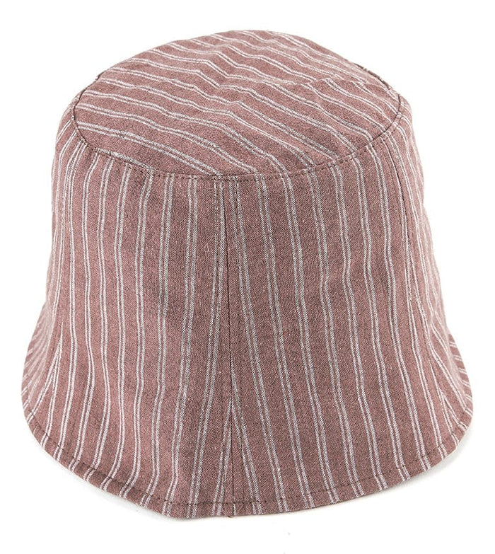 Striped Bucket Hat - Brown