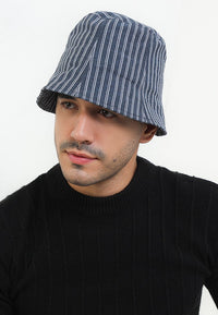Striped Bucket Hat - Navy