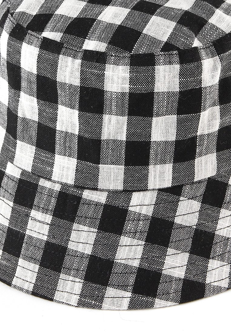Checkered Bucket Hat - Black