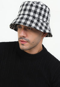 Checkered Bucket Hat - Black