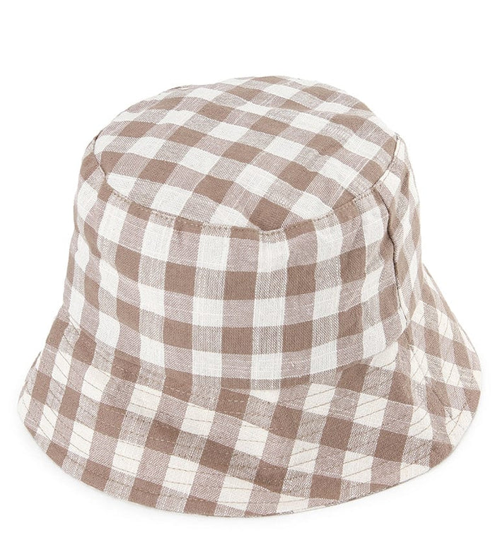 Checkered Bucket Hat - Brown