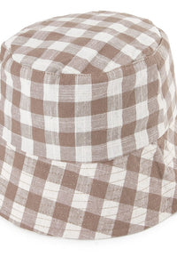 Checkered Bucket Hat - Brown