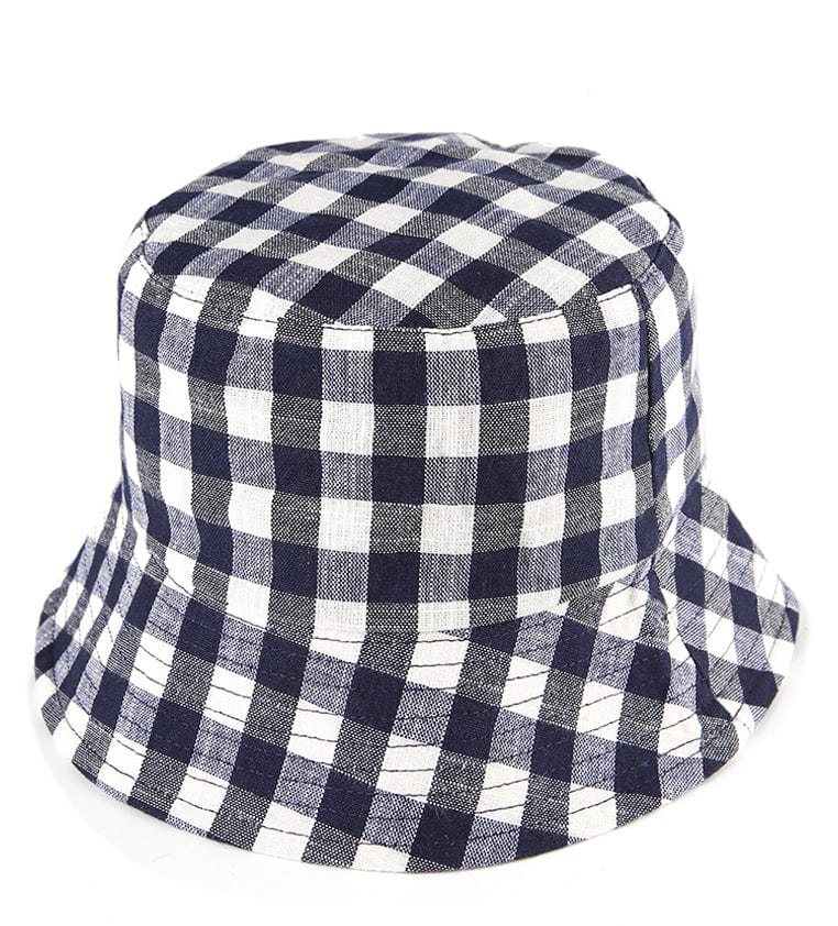 Checkered Bucket Hat - Navy