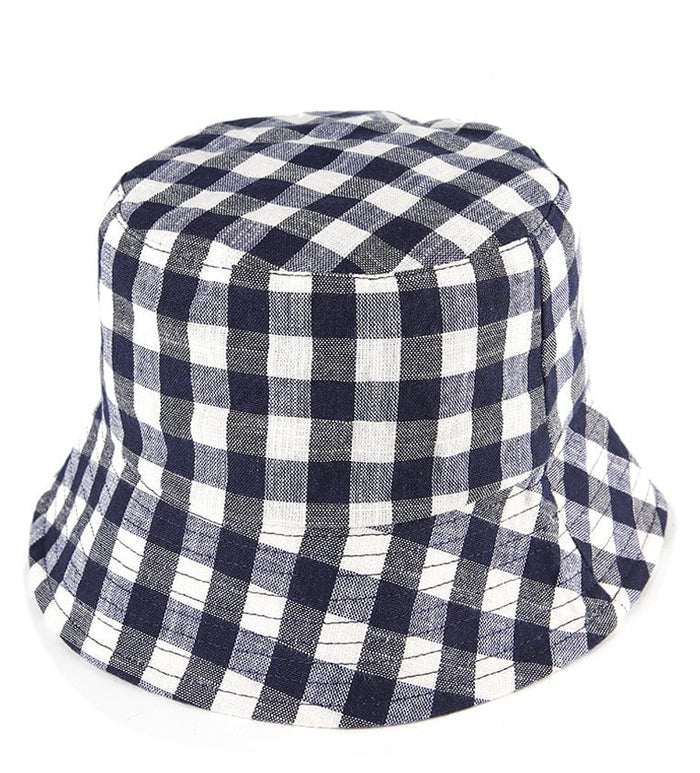 Checkered Bucket Hat - Navy
