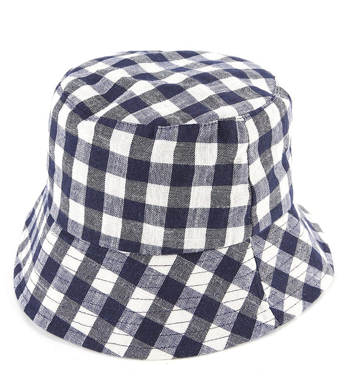 Checkered Bucket Hat - Navy