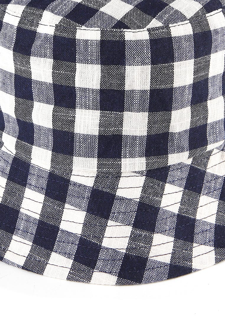 Checkered Bucket Hat - Navy
